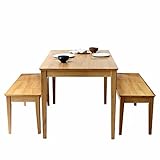 (ミツヨシ)3244 ダイニング3点セット ラバーウッド テーブル W1200 NA ナチュラル 【MTS-060】１台 【MTS-062】2台