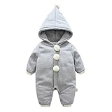 Hzjundasi 赤ちゃん 女の子 可愛い ベビー服 ロンパース コットン フード付き 保暖 防寒 ジャンプスーツ 長袖 クリスマス 子供服 出産祝い 男女兼用 幼児 秋冬 クリスマス アウターウェ