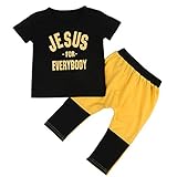 子供の服の少年クールレタープリント半袖のTシャツロングパンツカジュアルな服装セット(2-6Y) (110CM)