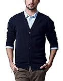 [Match マッチ] カーディガン メンズ ジャケット Vネック セーター コットン ニット シンプル 無地 綿 長袖 ボタン 春秋冬 ビジネス トップス カジュアル 大きいサイズ(M， ピーコックブルー)