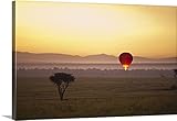 David duCheminプレミアムシックラップキャンバス壁アート印刷題名Aレッドホットエアバルーンagainst the Glowing Sky At Sunset ; Masai Mara Ke