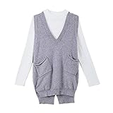 マタニティ 妊婦服 ２点セット ニットベスト レディース 秋冬 長袖ｔシャツ ニット セーター セータートップス 妊娠 無地 マタニティウェア ゆったり 産前産後 妊婦用 出産準備 出産祝い (L, 