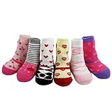 ［キロフライ］kiloflyベビーノスキッド女の子の靴下、6ペア、12-24ヶ月