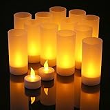 Kivis 12PCS Flameless Led Candle Lights Flicker Lights For Home Wedding Party Indoor Decor (Warm Whi