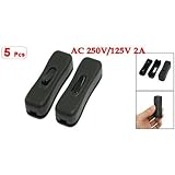 Hommy 5 Pcs AC 250V/125V 2A黒いプラスチックのON / OFFボタン電源コードのスイッチ