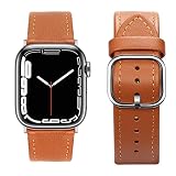 Band コンパチブル Apple Watch バンド 45mm 44mm 42mm 41mm 40mm 38mm アップルウォッチ バンド，トップグレインレザー交換バンド iWatch SE シリーズ7 6 5 4 3 2 1 (41mm/40mm/38mm，ブラウン