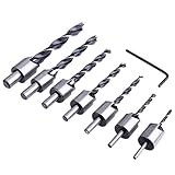 NOUVCOO 7本セット 皿取錐 ビット 木工用ドリル 穴あけ 面取り 木材 工具 3/4/5/6/7/8/10mm 下穴 皿錐 NC07