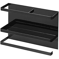 山崎実業(Yamazaki) マグネット キッチンペーパー & ラップホルダー ブラック 約W29XD8XH20cm タワー キッチンペーパーホルダー 大判タイプ対応 4397