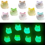 Voyyphixa 発光 猫 ミニチュア 8セット ねこ 置物 フィギュア 可愛い DIY 水槽 卓上 装飾 贈り物 風景置物 盆栽飾り プレゼント アクセサリー (8点夜光ねこ)