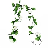 Auntwhale 4.3フィートローズフラワーガーランドの葉のシミュレーションホームルームのホテルの絹の花オフィスガーデンウェディングガーランド外部装飾