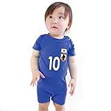 名入れ サッカー ベビー 半袖 【未来の日本代表2018】【青ロンパース】【70】