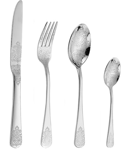 Amazon | Tableware 30ピース ゴールドとシルバー カトラリー 高耐久