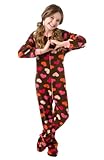 Big Feet PJs Brown with Hearts Toddler Fleece Footed Pajamas