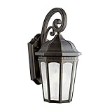Kichler Lighting 11011RZ Courtyard 1-Light Fluorescent Outdoor Wall Mount Lantern, Rubbed Bronze wit