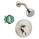 Hansgrohe KS04355-06498BN Croma 1-Jet Showerhead 1.5GPM Kit with PBV Trim, and Rough in Brushed Nick