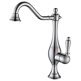 Wovier Brushed Nickel Waterfall Bathroom Sink Faucet,Single Handle Single Hole Vessel Lavatory Fauce
