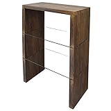 3段オープンラック 600×280×1015mm (ブラウン) FLASH 収納 多目的 ヴィンテージ ガラス 古材風