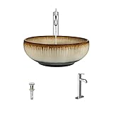 Mr Direct v401 hand-thrownセラミック容器シンク( Bundle – 3 Items :シンク蛇口、、、Pop Up Drain ) 718 シルバー V401-718-C