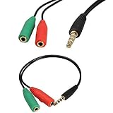 Rosebe 3.5mm 4極オスに2*3.5mm 4極メスオーディオ分配ケーブル 4極変換コネクタ イヤホン 分配 ヘッドホン音声出力分岐コード、3.5mmステレオミ二分配ケーブル