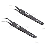 Perfk 2本セット　ピンセット　湾曲　滑り止め　静電気防止　耐磁　修理工具　X型　携帯電話　電子機器　多用途