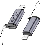 leizhan USB-CからMicro USBアダプター（2個セット）、Type-CメスからMicro USBオスアダプター、データ転送、充電、およびOTG機能に対応