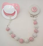 Pink Button Pastel Pacifier Clip (CPPB) by Crystal Dream