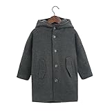 [FERE8890] 男の子 ラシャコート 子供 ロングセクション コート 帽子付き ラウンドネック 暖かい 秋冬 ファッション 秋冬 防寒 お出かけ 旅行 グレー 130# 身長125～135cm