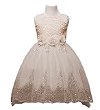Candykids こどもドレス 女の子ドレス フラワードレス 結婚式 発表会 白 チュールスカート 子どもドレス 発表会 結婚式 七五三 誕生日 バースデー セレモニー 結婚式 (140cm, イエ