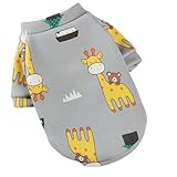 RIOSTUDIO 犬服 秋冬 犬の服 犬 猫 ドッグウェア 裏起毛 スウェット パーカー ジャージー 表つるつる 裏モコモコ ふわふわ 袖あり防寒 暖かい わんこ服 犬仮装 猫服 ペット用品 脱毛保護 お散歩 お出かけ インスタ映え 小型犬 中型犬(③グレー×キリン,XL)