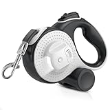LIKOKLIN 犬用リード 伸縮犬 愛犬用 自動巻き取り 巻き取り式 自動伸縮リード 長さ 5m 8m 荷重36KG 小型犬、中型犬、大型犬対応 噛み切れ防止 お出かけ 滑り止め 散歩 安全性 耐久性 グリーン ブラック ブルー (ブラック, 8M(マルチボックス＋LEDライト＋ゴミ袋）)