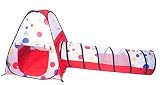 eWonderWorld Polka Dot Teepee Ball Tent House w/ Tunnel & Safety Meshing for Child Play Visibilityl 
