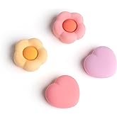 GeekShare Silicone Joycon Thumb Grip Caps, Joystick Cover Compatible with Nintendo Switch/OLED/Switch Lite,4PCS - Heart & Flo