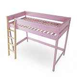 LOWYA （ロウヤ） ロフトベッド ベッドフレーム すのこベッド はしご パステルカラー シングルサイズ 天然木 子供部屋 一人暮らし ピンク/ナチュラル