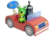 Little Mole and Frog krtek on a Trip in a mini red wooden car by Detoa 13883/2 by Little Mole
