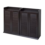 JKプラン Calcite シューズボックス ムレなく風通りのよいルーバー式 スリム幅60cm(2個組） ダークブラウン SGT-0089-DB