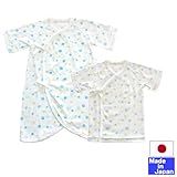 ★日本製★クレヨン風水玉フライス肌着セット（コンビ肌着＋短肌着）外縫い サイズ50-60cm 綿100％ (ブルー系)
