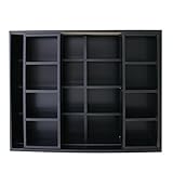 クロシオ ダブルスライド マルチ収納 奥深タイプ本棚 ブラック 幅120cm