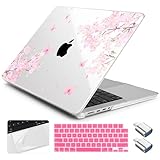 Yebiseven MacBook Pro 14インチ用ケース M5 M4 M3 M2 M1 2025 2024-2021 モデル A3434/A3112/A3401/A3185/A2918/A2992/A2779/A2442用 ハードシェル付き キーボードカバー+トラックパッド フィルム+OTGアダプター、桜。