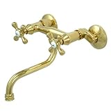 Kingston Brass KS216PB Wall Mount 8-Inch Down Spout Vessel Sink Faucet, Polished Brass [並行輸入品]