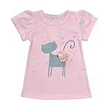 Cutelove 子供Tシャツ Tシャツ&スカート 猫柄 花飾り チュール 女の子 綿 可愛い 半袖 夏 キッズ ベビー 上下セット