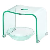 アクリル バスチェア＆ボウルセット 風呂椅子 洗面器 セット Mサイズ 高さ25cm クリアシリーズ（クリアグリーン）