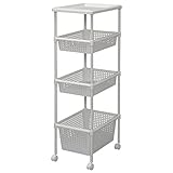 アイリスオーヤマ ワゴン メタルポール 4段 幅33.5cm 深型 ホワイト MKW-4W1D