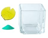花市場直送便 ミニチュアガラス 蓮の葉 & カラーサンド エメラルドグリーン & 植え込み用グラス ニューブロックS