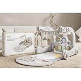 TVT ベビージム プレイマット 赤ちゃん 玩具 新生児プレイマット ファッションおもちゃ赤ちゃん 玩具 折り畳み マット ベビーマット 幼児おもちゃ 室内遊具 知育 おもちゃ 赤ちゃん 感覚刺激 出産祝い プレゼント (グレー)