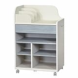 白井産業【SHIRAI】ランドセルラック キャスター付き 文房具収納 キッズ用 ランドキッズ ホワイト ブルー 幅約63cm 高さ約93cm LAK-9565WWH