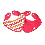 Bumkins Printed Waterproof Bandana Bib 2 Pack, Orange Chevron (0-9 Months) by Bumkins