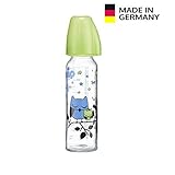 Nip Standard Bottle Glass with Anatomical Silicone Teat Medium 250?ml Bottle, Boy, 0-6?Months by NIP