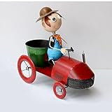 AHEART ガーデンオブジェ ドール 男の子 車 観葉ポット 置物 庭 アンティーク SI 448 レッド