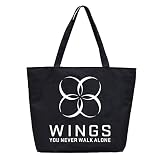 韓流グッズ ファッション 防弾少年団 BTS Bangtan Boys 花様年華Young Forever 2017 THE WINGS TOUR 可愛 VIP バッグ ハンドバッグ (ブラック)