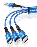 3in1 充電ケーブル 短い 0.3M 急速充電コード 3 in 1 30cm 超高耐久 Type C Micro USB 3台同時充電 iPhone Android タイプC 各種対応